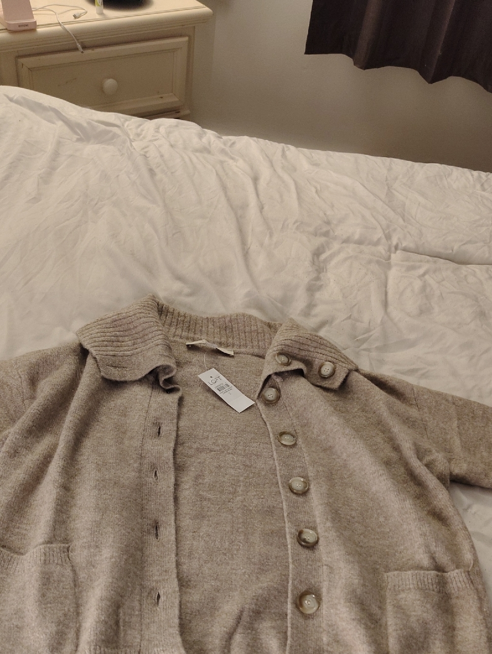 Loft Fashion taupe button-front knit cardigan